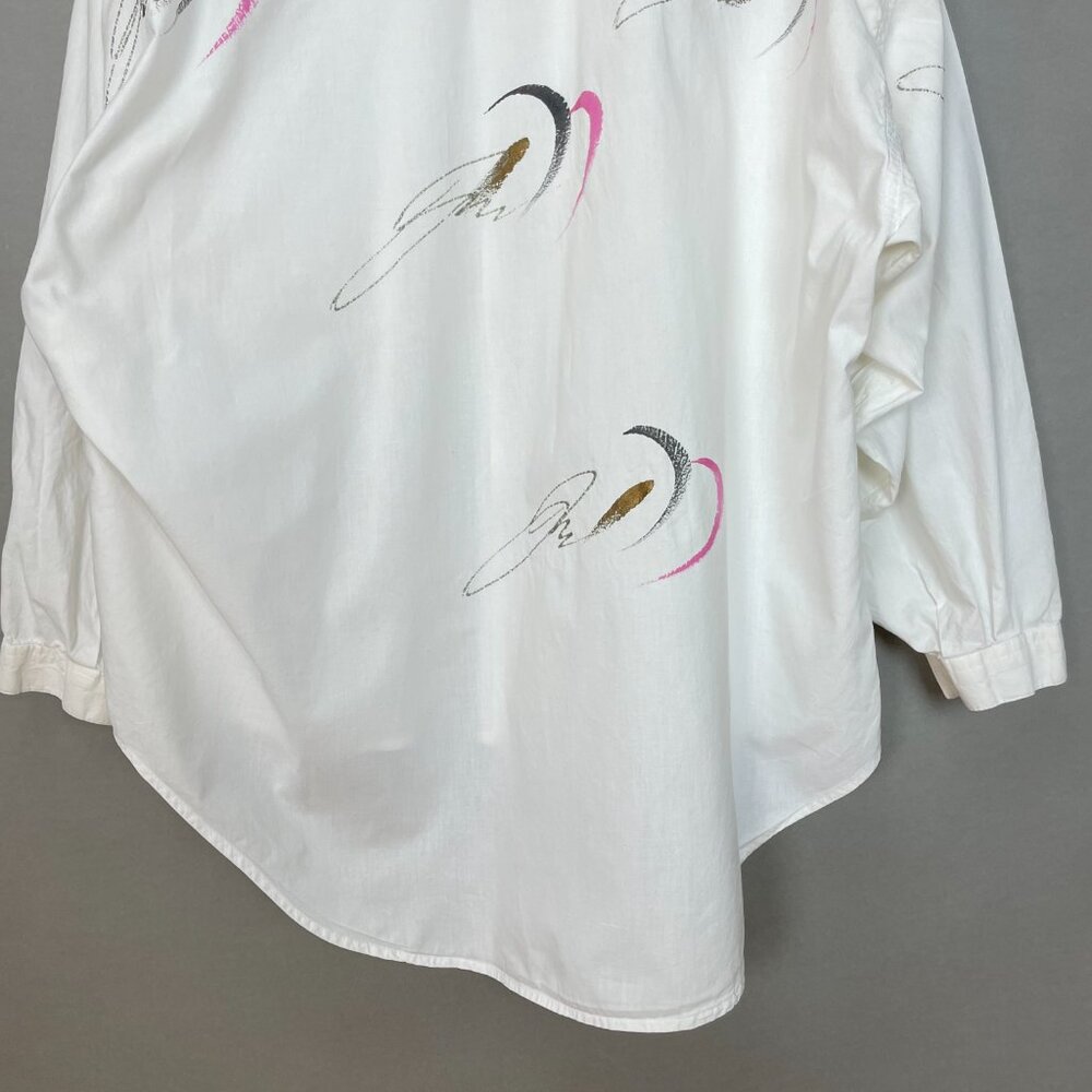 Vintage Artsy Shirt‎ Paint Splash Design Artist Bold Funky Women White Eclectic - Picture 6 of 16
